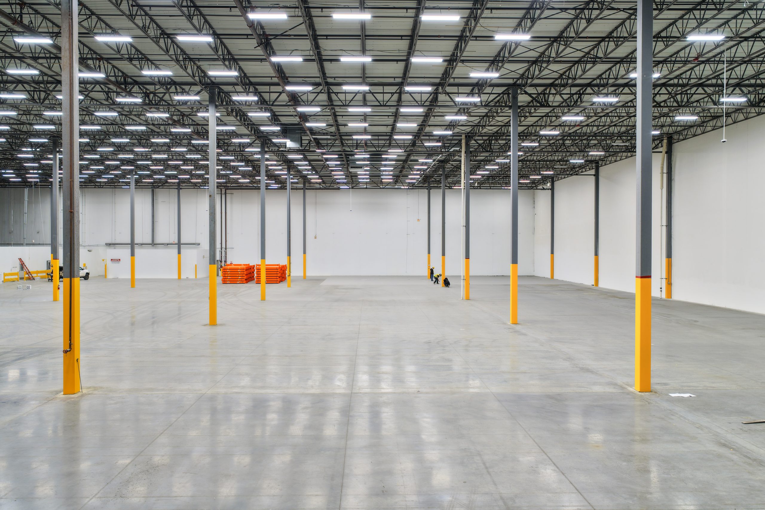 Aerial view of a warehouse racking installation