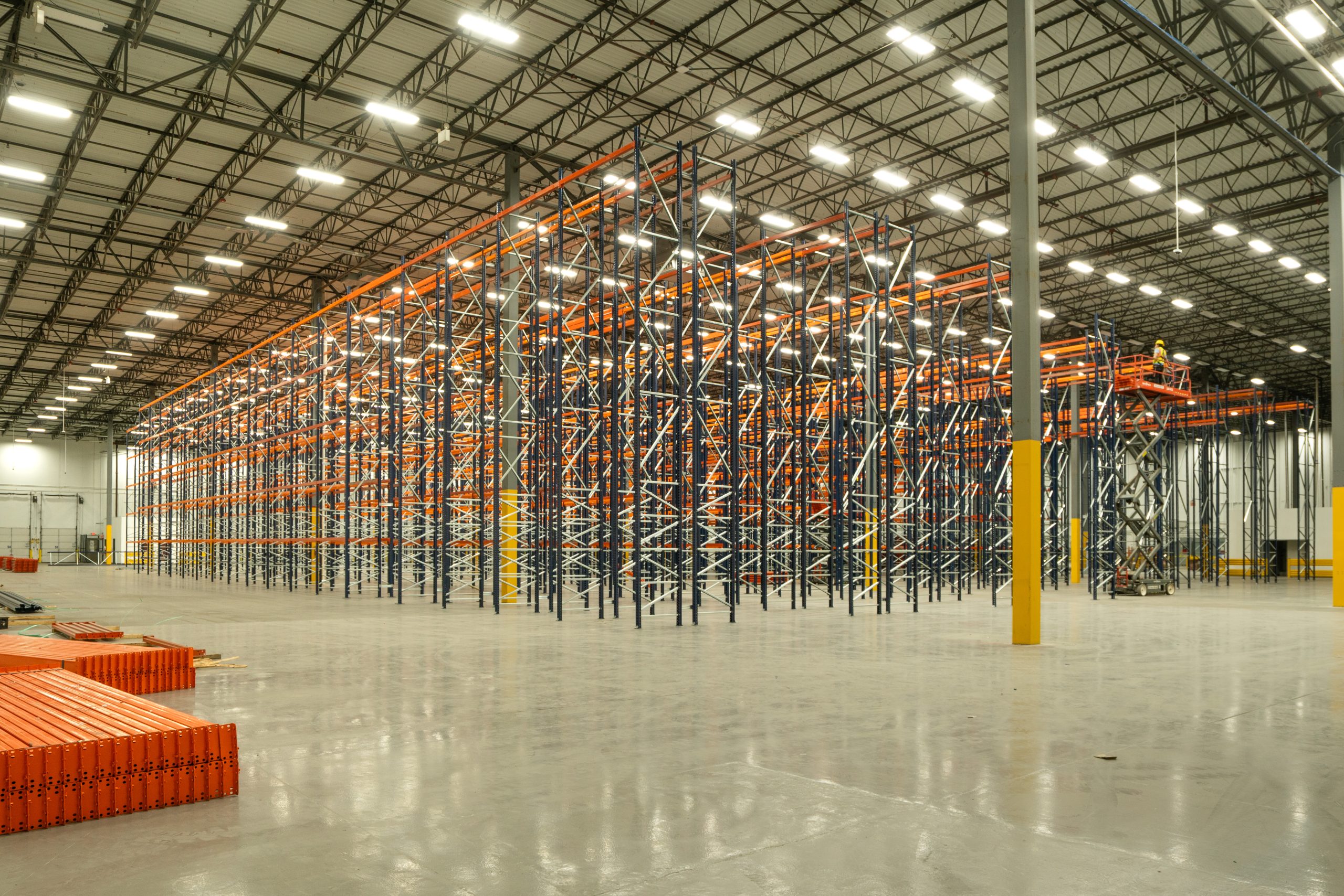 Pallet racking installed in a warehouse