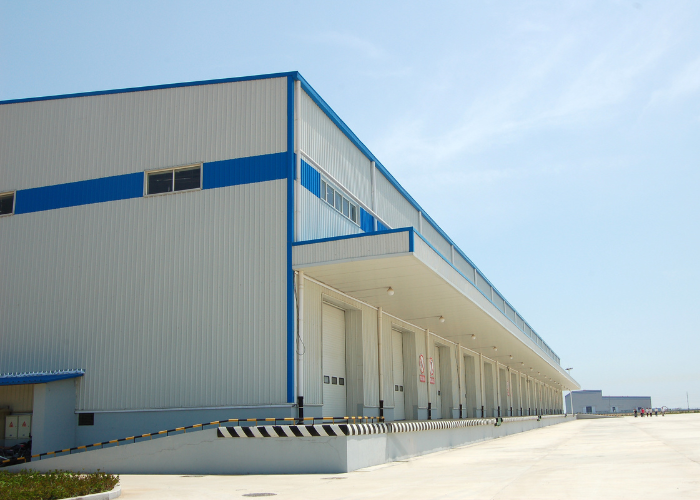 Inside a warehouse with pallet racking