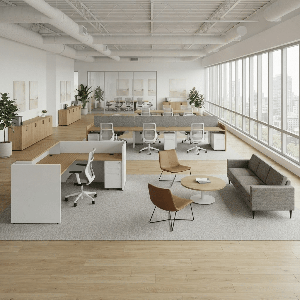 Modern warehouse office furniture and workstations